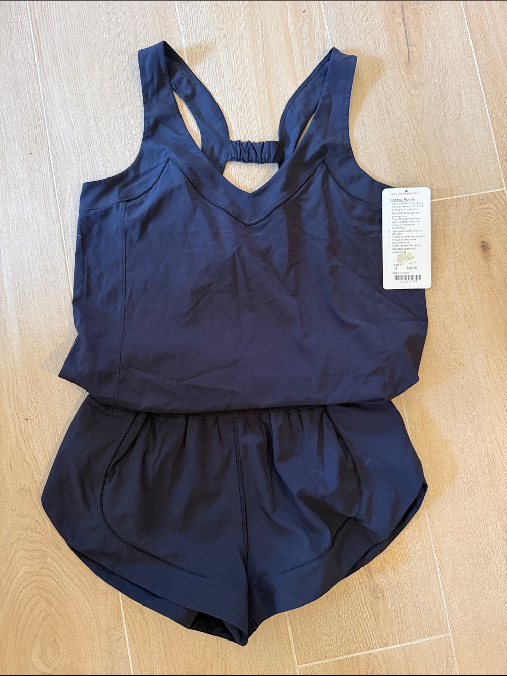 lululemon athletica nwt black Speedy Runsie Tank Romper with Elastic Back